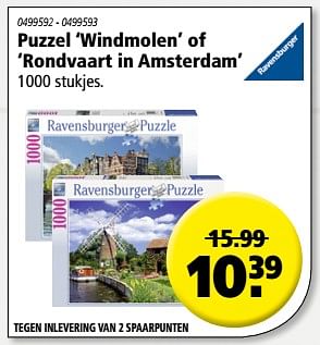 Aanbiedingen Puzzel windmolen of rondvaart in amsterdam - Ravensburger - Geldig van 19/10/2017 tot 01/11/2017 bij Marskramer