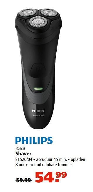 Aanbiedingen Shaver s1520-04 - Philips - Geldig van 19/10/2017 tot 01/11/2017 bij Marskramer
