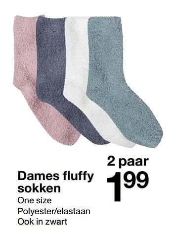 Aanbiedingen Dames fluffy sokken - Huismerk - Zeeman  - Geldig van 28/10/2017 tot 11/11/2017 bij Zeeman