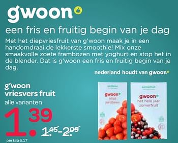 Aanbiedingen G`woon vriesvers fruit - Gâ€™woon - Geldig van 26/10/2017 tot 01/11/2017 bij Spar