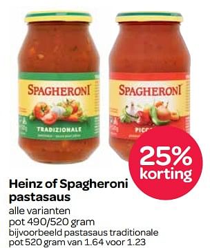 Aanbiedingen Heinz of spagheroni pastasaus - Heinz - Geldig van 26/10/2017 tot 01/11/2017 bij Spar