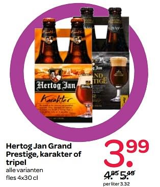 Aanbiedingen Hertog jan grand prestige, karakter of tripel - Hertog Jan - Geldig van 26/10/2017 tot 01/11/2017 bij Spar