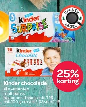 Aanbiedingen Kinder chocolade - Kinder - Geldig van 26/10/2017 tot 01/11/2017 bij Spar