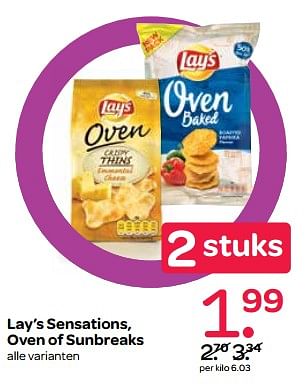 Aanbiedingen Lay`s sensations, oven of sunbreaks - Lay's - Geldig van 26/10/2017 tot 01/11/2017 bij Spar
