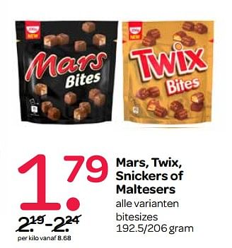 Aanbiedingen Mars, twix, snickers of maltesers - Huismerk - Spar  - Geldig van 26/10/2017 tot 01/11/2017 bij Spar
