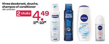 Aanbiedingen Nivea deodorant, douche, shampoo of conditioner - Nivea - Geldig van 26/10/2017 tot 01/11/2017 bij Spar