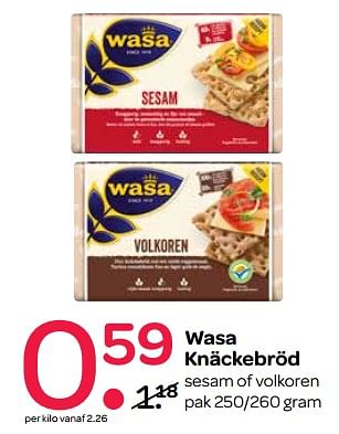Aanbiedingen Wasa knäckebröd - Wasa - Geldig van 26/10/2017 tot 01/11/2017 bij Spar