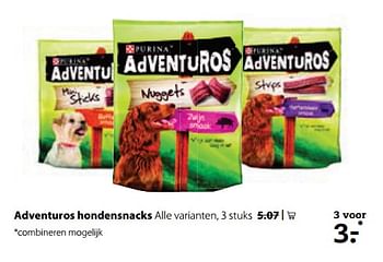 Aanbiedingen Adventuros hondensnacks - Purina - Geldig van 23/10/2017 tot 05/11/2017 bij Pets Place