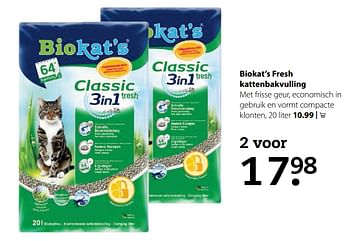 Aanbiedingen Biokat`s fresh kattenbakvulling - Bio kat`s - Geldig van 23/10/2017 tot 05/11/2017 bij Pets Place