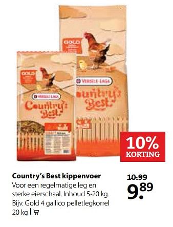 Aanbiedingen Country`s best kippenvoer - Versele-Laga - Geldig van 23/10/2017 tot 05/11/2017 bij Pets Place