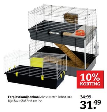 Aanbiedingen Ferplast konijnenkooi - Ferplast - Geldig van 23/10/2017 tot 05/11/2017 bij Pets Place