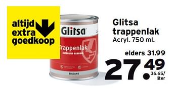 Aanbiedingen Glitsa trappenlak - Glitsa - Geldig van 23/10/2017 tot 05/11/2017 bij Gamma