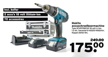 Aanbiedingen Makita accuschroefboormachine - Makita - Geldig van 23/10/2017 tot 05/11/2017 bij Gamma