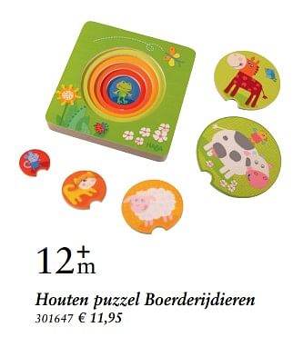 Aanbiedingen Houten puzzel boerderijdieren - Haba - Geldig van 27/10/2017 tot 06/12/2017 bij Multi Bazar