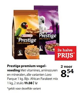 Aanbiedingen Prestige premium vogelvoeding - Versele-Laga - Geldig van 23/10/2017 tot 05/11/2017 bij Pets Place