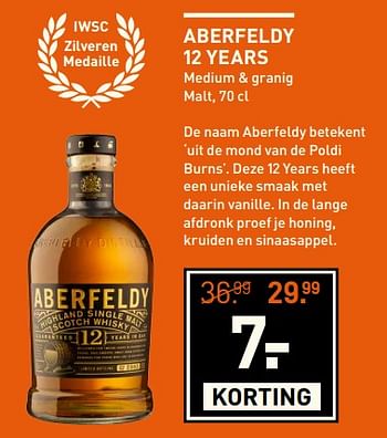 Aanbiedingen Aberfeldy 12 years medium + granig - ABERFELDY - Geldig van 23/10/2017 tot 05/11/2017 bij Gall & Gall