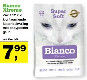 Aanbiedingen Bianco xtreme klontvormende kattenbakvulling met babypoedergeur - Bianco - Geldig van 23/10/2017 tot 05/11/2017 bij Jumper