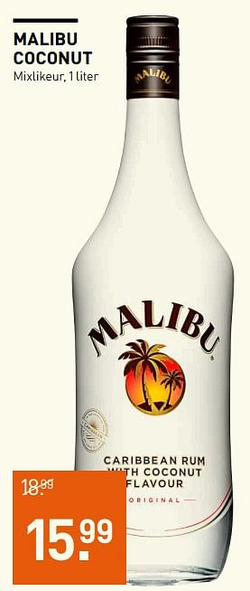 Aanbiedingen Malibu coconut mixlikeur - Malibu - Geldig van 23/10/2017 tot 05/11/2017 bij Gall & Gall