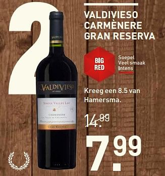Aanbiedingen Valdivieso carmènere gran reserva - Rode wijnen - Geldig van 23/10/2017 tot 05/11/2017 bij Gall & Gall