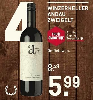 Aanbiedingen Winzerkeller andau zweigelt - Rode wijnen - Geldig van 23/10/2017 tot 05/11/2017 bij Gall & Gall