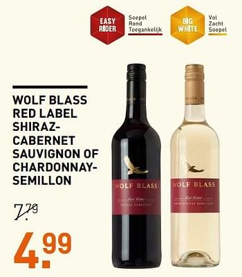 Aanbiedingen Wolf blass red label shirazcabernet sauvignon of chardonnaysemillon - Rode wijnen - Geldig van 23/10/2017 tot 05/11/2017 bij Gall & Gall