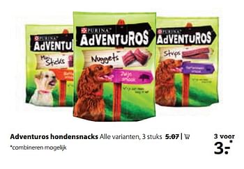 Aanbiedingen Adventuros hondensnacks - Purina - Geldig van 23/10/2017 tot 05/11/2017 bij Boerenbond