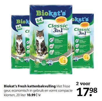 Aanbiedingen Biokat`s fresh kattenbakvulling - Bio kat`s - Geldig van 23/10/2017 tot 05/11/2017 bij Boerenbond