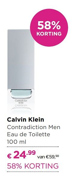 Aanbiedingen Calvin klein contradiction men - Calvin Klein - Geldig van 23/10/2017 tot 12/11/2017 bij Ici Paris XL