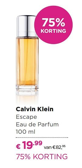 Aanbiedingen Calvin klein escape - Calvin Klein - Geldig van 23/10/2017 tot 12/11/2017 bij Ici Paris XL