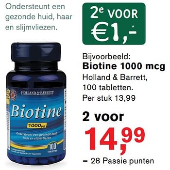 Aanbiedingen Biotine 1000 mcg - Huismerk - Essenza - Geldig van 23/10/2017 tot 12/11/2017 bij Holland & Barrett