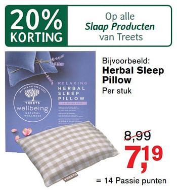 Aanbiedingen Herbal sleep pillow - Treets - Geldig van 23/10/2017 tot 12/11/2017 bij Holland & Barrett