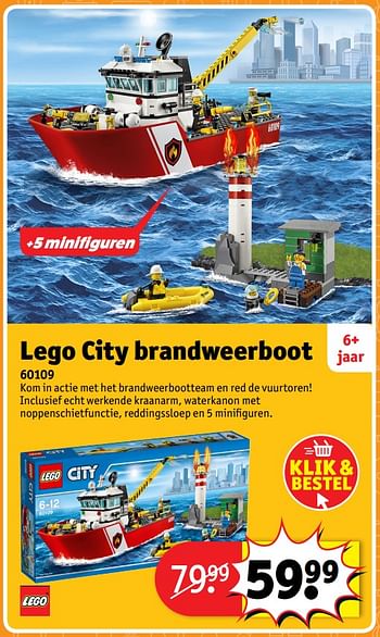 Aanbiedingen Lego city brandweerboot 60109 - Lego - Geldig van 23/10/2017 tot 31/12/2017 bij Kruidvat