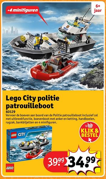 Aanbiedingen Lego city politie patrouilleboot 60129 - Lego - Geldig van 23/10/2017 tot 31/12/2017 bij Kruidvat