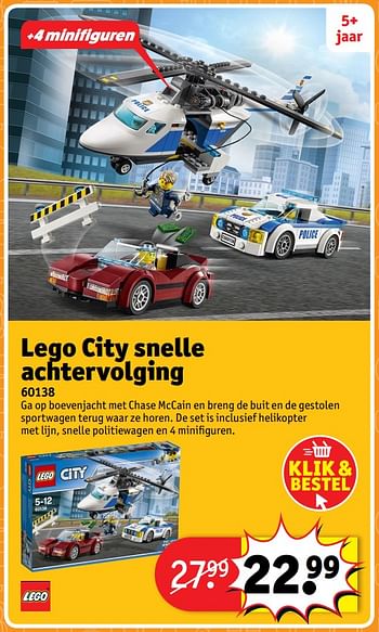 Aanbiedingen Lego city snelle achtervolging 60138 - Lego - Geldig van 23/10/2017 tot 31/12/2017 bij Kruidvat