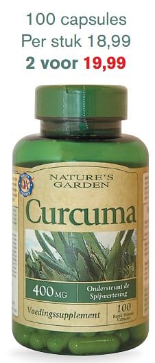 Aanbiedingen Nature`s garden curcuma - Huismerk - Essenza - Geldig van 23/10/2017 tot 12/11/2017 bij Holland & Barrett