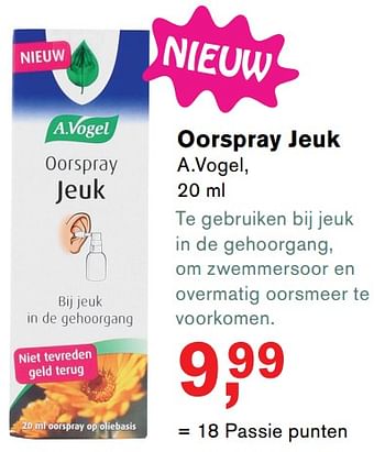 Aanbiedingen Oorspray jeuk a.vogel - A. Vogel - Geldig van 23/10/2017 tot 12/11/2017 bij Holland & Barrett