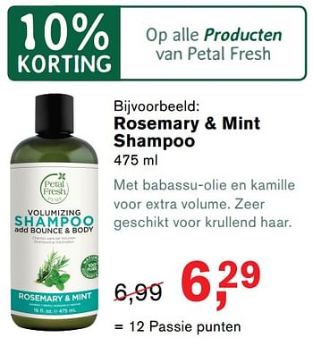 Aanbiedingen Rosemary + mint shampoo - Petal Fresh - Geldig van 23/10/2017 tot 12/11/2017 bij Holland & Barrett