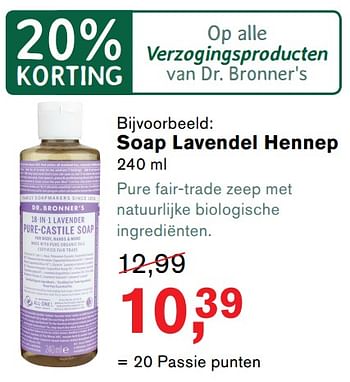 Aanbiedingen Soap lavendel hennep - Huismerk - Essenza - Geldig van 23/10/2017 tot 12/11/2017 bij Holland & Barrett