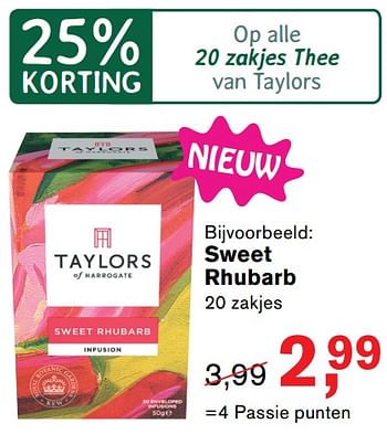 Aanbiedingen Sweet rhubarb - Taylor's - Geldig van 23/10/2017 tot 12/11/2017 bij Holland & Barrett