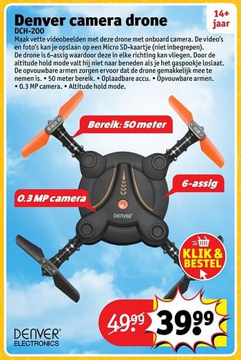 Aanbiedingen Denver camera drone dch-200 - Denver Electronics - Geldig van 23/10/2017 tot 31/12/2017 bij Kruidvat