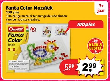 Aanbiedingen Fanta color mozaïek 100 pins - Quercetti - Geldig van 23/10/2017 tot 31/12/2017 bij Kruidvat