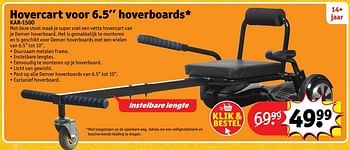 Aanbiedingen Hovercart voor 6.5`` hoverboards* kar-1500 - Denver Electronics - Geldig van 23/10/2017 tot 31/12/2017 bij Kruidvat