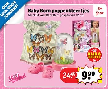 Aanbiedingen Baby born poppenkleertjes - Baby Born - Geldig van 23/10/2017 tot 31/12/2017 bij Kruidvat