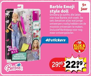 Aanbiedingen Barbie emoji style doll - Mattel - Geldig van 23/10/2017 tot 31/12/2017 bij Kruidvat