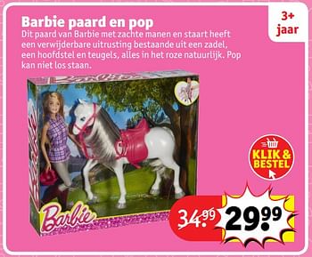 Aanbiedingen Barbie paard en pop - Mattel - Geldig van 23/10/2017 tot 31/12/2017 bij Kruidvat