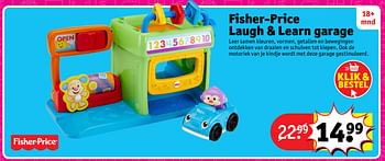 Aanbiedingen Fisher-price laugh + learn garage - Fisher-Price - Geldig van 23/10/2017 tot 31/12/2017 bij Kruidvat