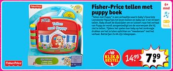 Aanbiedingen Fisher-price tellen met puppy boek - Fisher-Price - Geldig van 23/10/2017 tot 31/12/2017 bij Kruidvat