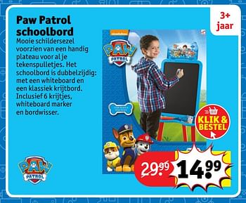 Aanbiedingen Paw patrol schoolbord - PAW  PATROL - Geldig van 23/10/2017 tot 31/12/2017 bij Kruidvat