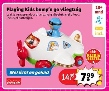 Aanbiedingen Playing kids bump`n go vliegtuig - Playing Kids - Geldig van 23/10/2017 tot 31/12/2017 bij Kruidvat
