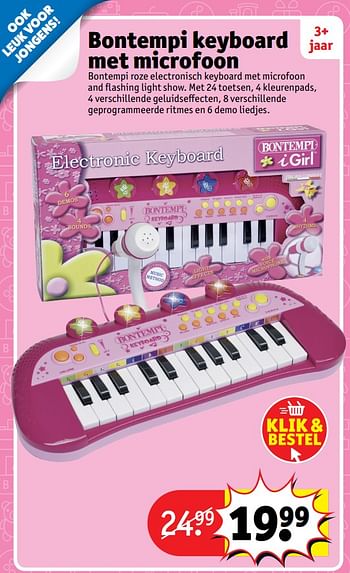 Aanbiedingen Bontempi keyboard jaar met microfoon - Bontempi - Geldig van 23/10/2017 tot 31/12/2017 bij Kruidvat